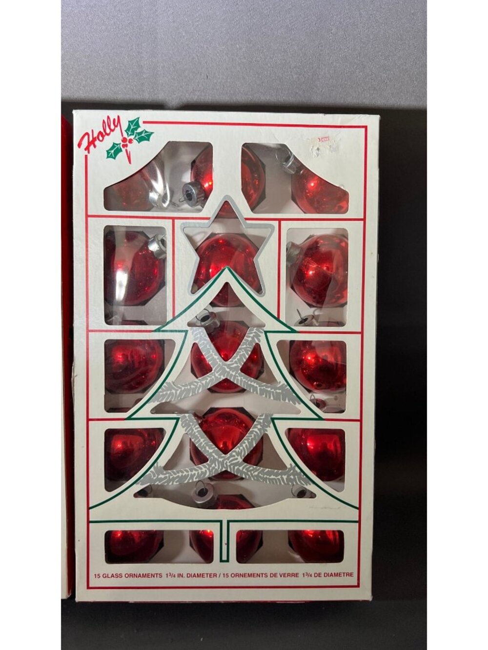 Vintage Holly 15 Red Glass Christmas Ornaments 1 3/4" Tree Set X4 - Picture 4 of 5